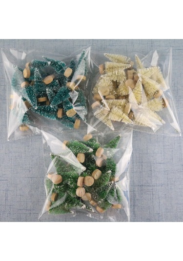 Gajeena 4.5cm Yeşil Minik Noel Ağacı, 12'li Paket,剑麻丝上雪塔松 Dekorasyon, Ev Dekoru Araçlığı, Kullanımı Kolay Ve Dayanıklı Yeşil