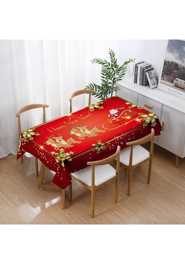 Noel Baba Çan Baskı Yemek Masa Örtüsü Dekorasyon I Diğer