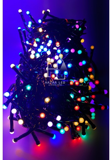 10 Metre Rgb Kirpi Led Siyah Kablolu Jack Eklemeli Dekoratif Led Işık Yılbaşı Süsü Çok Renkli