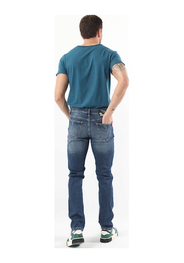 Erkek Dizi Yırtık Jean Pantolon Mavi 001