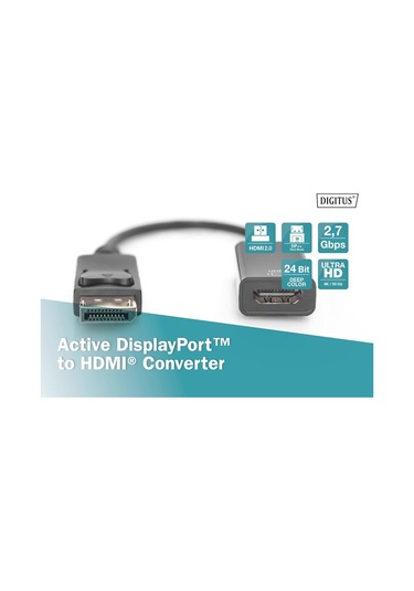 Digitus Aktif Displayport Adaptör Kablosu - Dp - Hdmi Tip A - Hdm