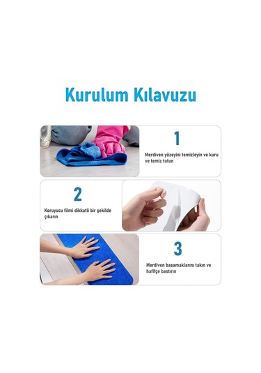 Halifleks Yapışkan Tabanlı Merdiven Basamak Paspası Rip Halı Kaymaz Tabanlı - Lacıvert Lacıvert