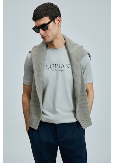 Lufian 111020238 Love Modern Grafik T- Shirt Erkek Tişort Bej
