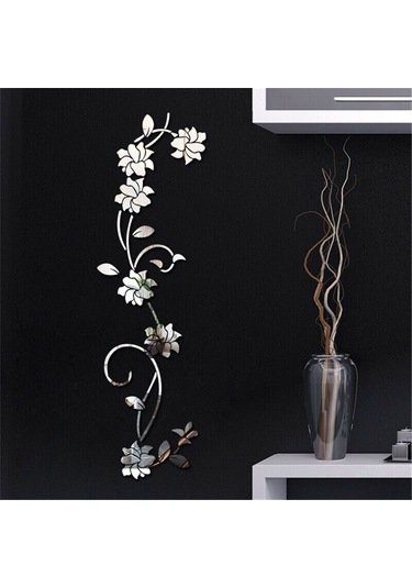 Çıkarılabilir 3d Sanat Duvar Resmi Çiçek Şekli Ayna Duvar Çıkartmaları Çıkartma Altın