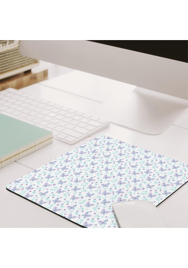 Butterfly Desenli Mouse Pad, Kaymaz Kauçuk Taban, Su Geçirmez, Pürüzsüz Dokulu, 27x32cm-a11