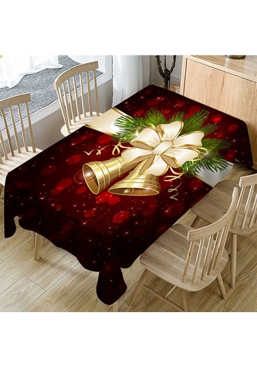 Sones Ev Tipi Dikdörtgen Masa Örtüsü Noel Yemek Sehpası Örtüsü Dekorasyonu, Boyut: 150x300 Cm Noel Çanı Diğer