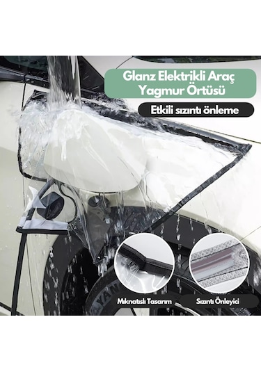 Glanz Elektrikli Araç Şarj Soketi Yağmur Koruma Brandası, Ev Şarj Soket Koruyucu 55 - 45 Cm