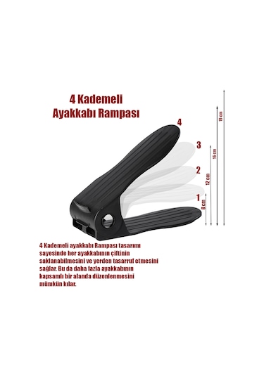 Porsima Org-201 12li Ayakkabı Rampası Dolap İçi Düzenleyici Siyah