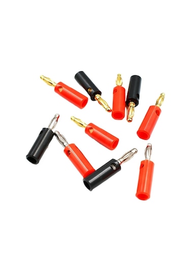 Ses Hoparlör Vidası Muz Altın Plaka Fişleri Konektörler 4mm Siyah Kırmızı Renk: 5 Siyah
