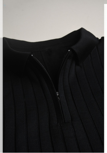 Deepsea Erkek Siyah Slim Fit Polo Yaka Triko Kazak - Yumuşak Dokulu Esnek Ve Şık Görünüm 2605305 Siyah