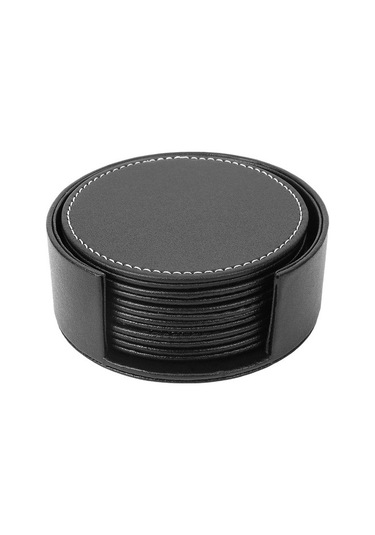 Metabagua 6'lı Deri Içecek Altlığı Seti Yuvarlak Bardak Mat Pad Siyah Kullanım Için Xoh96l Çok Renkli