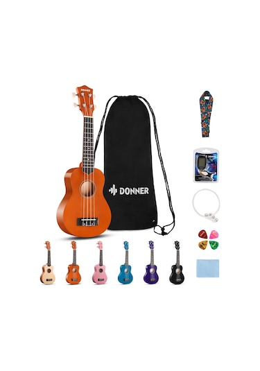 Donner Dus-10m Soprano Ukulele Seti Maun