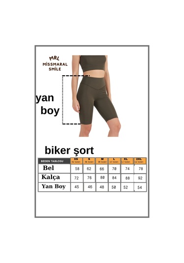 Kadın Haki Yüksek Bel Toparlayıcı Kısa Spor Tayt Biker Şort Basics Casual & Comfort 1070 Haki