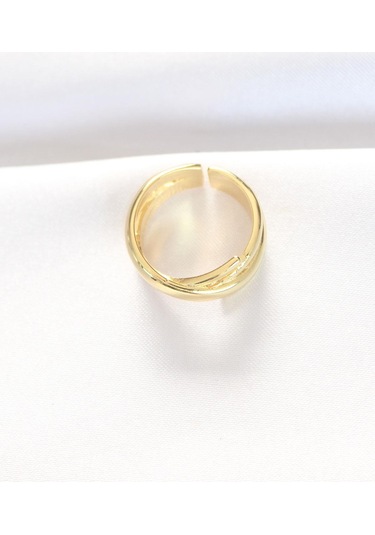 Kalın Gold Renk Ayarlanabilir Yüzük Altın