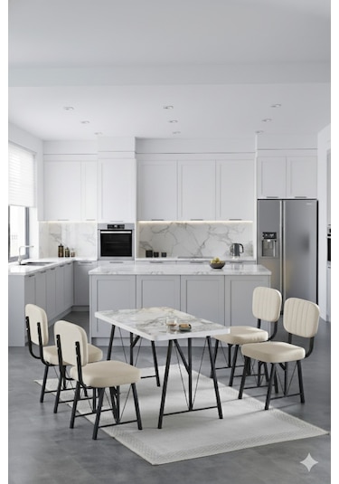 Elfin 70x110cm Sabit Efes Yemek Masası, Yemek Masası Takımı, Mutfak Masası, 4 Krem Sandalye Krem Elfin 70x110cm Sabit Efes Yemek Masası, Yemek Masası Takımı, Mutfak Masası, 4 Krem Sandalye Krem