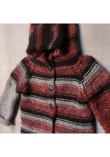 Uretti - Talia 8659 - 3988 El Örgüsü Kapüşonlu Erkek Çocuk Hırka - 1 Yaş Çok Renkli