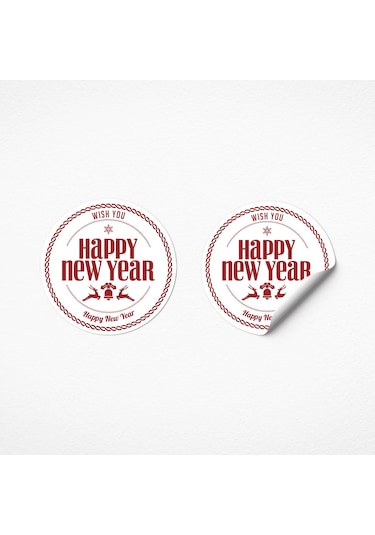 No1 27'li Yeni Yıl Seri Sticker Beyaz-6x6 Cm Çok Renkli