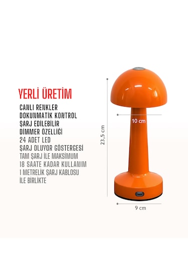 Zenlight Mantar Masa Lambası Turuncu