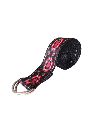 Monyee Siyah Desenli Pilates Ve Yoga Germe Kayışı - 185cm Uzunlukta, Yumuşak Ve Dayanıklı, Metal Ayarlı Halkalı, Vücut Germe Ve Egzersiz Yardımı Diğer