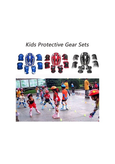 Siyah Spor Çocuklar Paten Bisiklet Emniyet Kask Güvenlik Görevlisi Diz Dirsek Pedi Bisiklet Kask Koruma Siyah