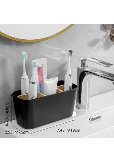 Sunshine011 Ldq Bamboo 5 Yuvalı Diş Fırçası Askısı Beyaz Ahşap Space-saving Banyo Organizer Beyaz