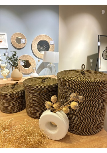 Victor Çok Amaçlı Düzenleyici Kapaklı 3'lü Sepet,kapaklı Kirli Çamaşır Sepeti, Kapaklı Organizer Kırçıllı