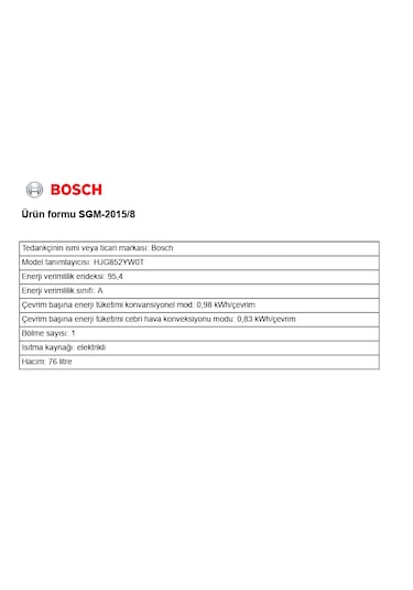 Bosch Serie 6 HJG852YW0T 76 LT Ankastre Fırın