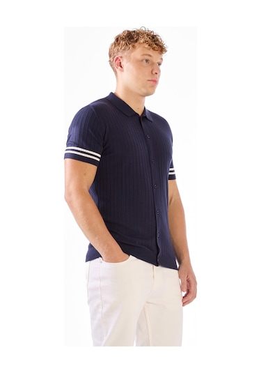 Dufy Fitilli Polo Triko Tshirt Lacivert