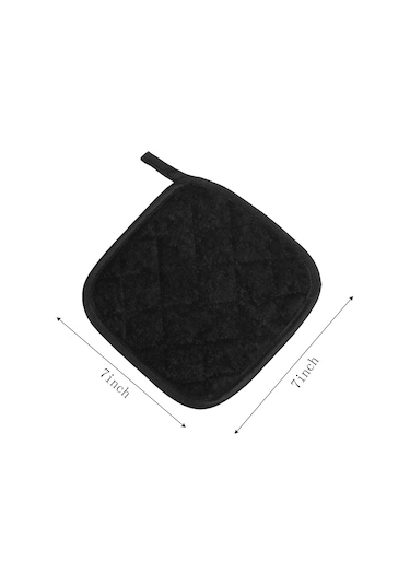 7 Parça Siyah Pamuklu Tencere Altlığı Mutfak Fırın Eldiveni, Yıkanabilir Siyah