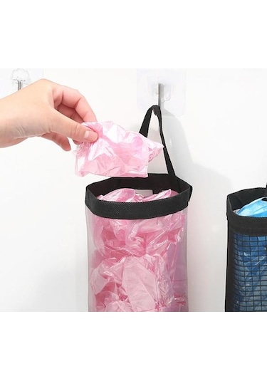 Siyah Çöp Torbası Depolama Kese Içi Boş Örgü Şeffaf Hafif Duvar Asılı Ev Yurt Plastik Siyah