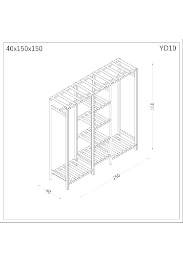 Ahşap Gardırop, Masif Ahşap Dolap, Açık Dolap, Gardırop 150x40x150 Ahşap