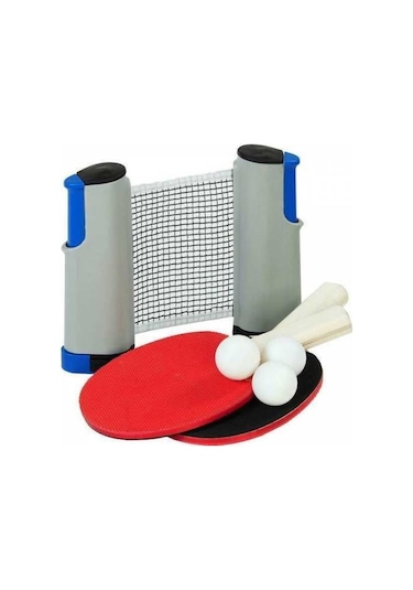 Portatif Masa Tenisi Filesi Tüm Masalara Uyumlu + 2 Raket + 3 Top Çok Renkli