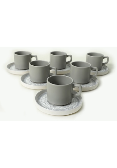 Keramika Stone Stackable Çay Takımı 12 Parça 6 Kişilik 21426 Gri