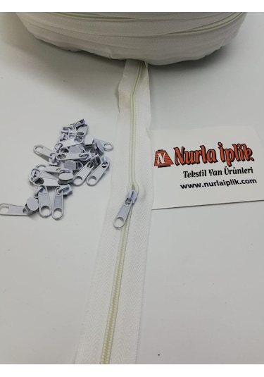 Metrelik Fermuar Beyaz 200 Metre + 200 Başlık