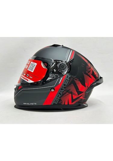 Şefaf Vizörlü + İç Güneş Vizörlü + Mt Braker Sv Charm B5 Kapalı Kask Mat Kırmızı - Siyah