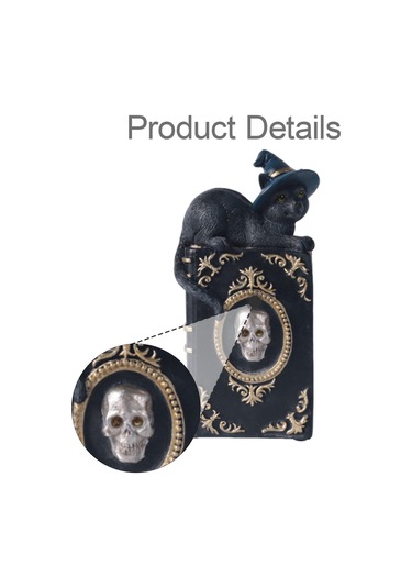 Homyl Kitaplık, Şömine Ve Masa Üstü Için Cadı Kedi Heykeli 11cmx6,5cmx21,8cm