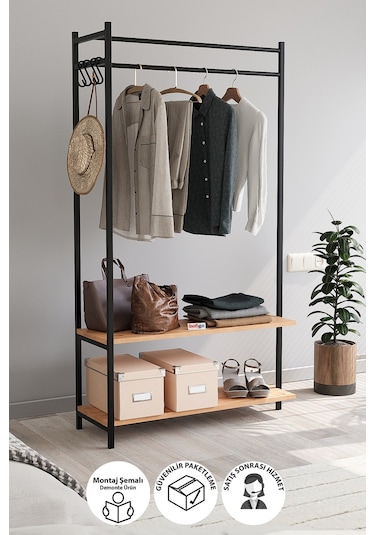 Bofigo Konfeksiyon Askısı Ayaklı Askılık Elbise Askılığı Raflı Askılık Jüpiter Çam Çam