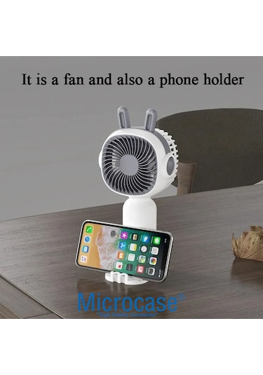 Microcase Fn40 Telefon Tutacaklı Şarj Edilebilir Elde Taşınabilir Mini Fan - Al5299