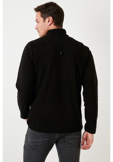 Buratti Slim Fit Anti-Pilling Tüylenme Yapmayan Bato Yaka Kışlık Şardonlu Erkek Polar 5906001 Siyah