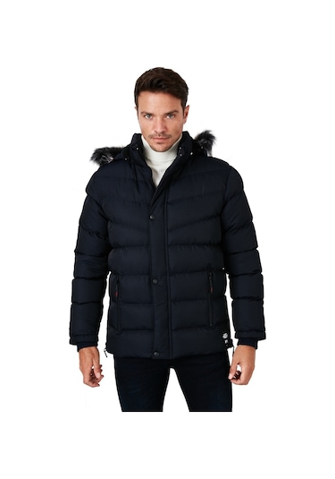 Buratti Slim Fit Suni Kürklü Peluş Astarlı Çıkarılabilir Kapüşonlu Şişme Erkek Mont 5761080 B Lacivert Buratti Slim Fit Suni Kürklü Peluş Astarlı Çıkarılabilir Kapüşonlu Şişme Erkek Mont 5761080 B Lacivert