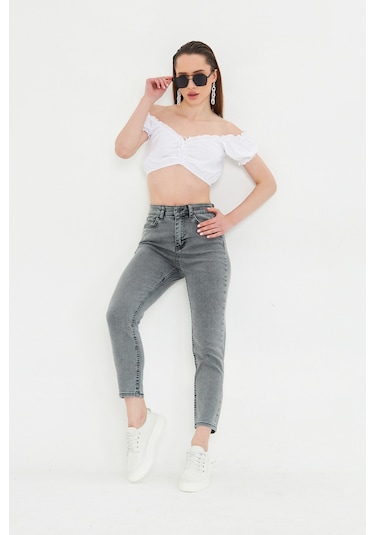 Kutaf Antrasit Slim Fit Mom Jean Antrasit