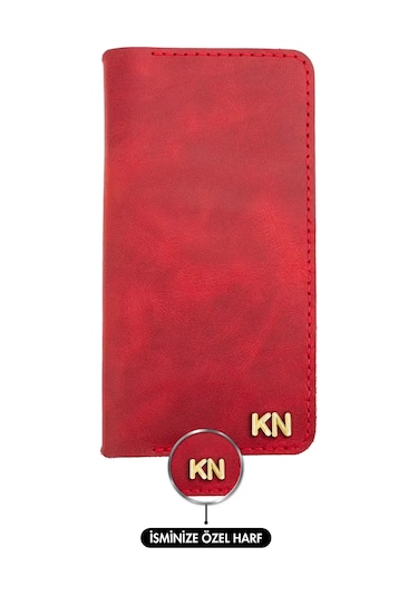 Twingold İsme Özel Dikey Uzun Cüzdan - %100 Rainbow Deri - A010007 - Kırmızı Kırmızı