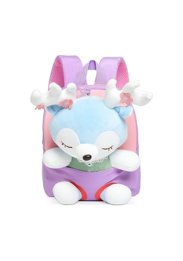 Xinqi Trading Karikatür Peluş Geyik Küçük Çocuk Sırt Çantası - Pembe Qgrr65 Açık Mor