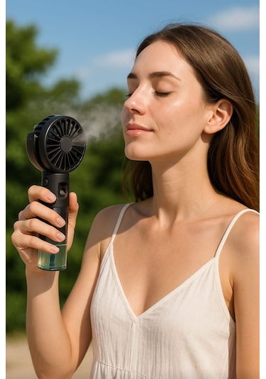 Peka Mini Şarjlı El Fanı 3 Kademeli Su Buharlı Mini Fan