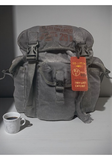 Kaliteli Tek Gözlü Vintage Disayn Unisex Sırt Günlük Okul Gezi Kamp Trekking Çantası Kc Ahtapot Bag Gri - Kırmızı