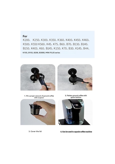 Keurig Kahve Kapsülü İçin 2 Adet Tekrar Kullanılabilir Kahve Pod'u Ve Kaşık Diğer