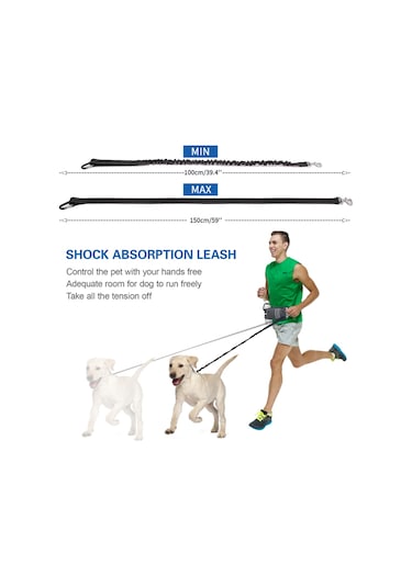 Geeksen Eller Serbest Köpek Tasması Bel Çantası Geri Çekilebilir Bungee'li Yansıtıcı Bel Çantası Kaka Torbası Dağıtıcı Kese Eğitim Yürüyüş Koşu Ve Evcil Hayvanınız İçin Ayarlanabilir Bel Kemeri