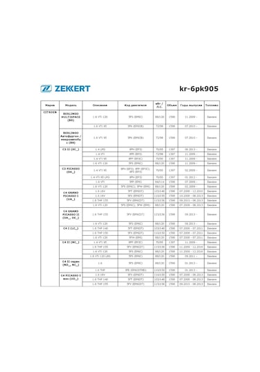 Zekkert Citroen, Peugeot İçin 6pk905 Poli V Kayışı Tahrik Kayışı 301160754