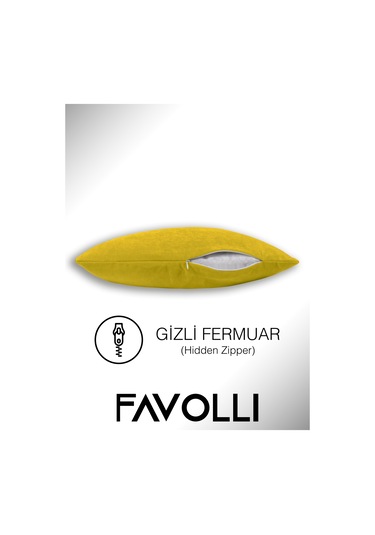 Br Favolli Kadife Dokulu Hint Sarısı Kırlent Kılıfı Dream Serisi Punch Için Uygun Gizli Fermuar Hint Sarısı