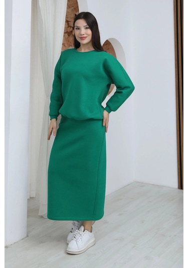 Lodmela Basic Comfort Şardonlu Etekli Takım 6073-yeşil Yeşil